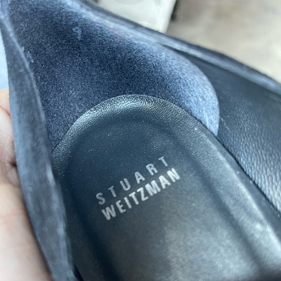 Stuart Weitzman Suede Corral Ankle Heels Black size 9 - Picture 7 of 8
